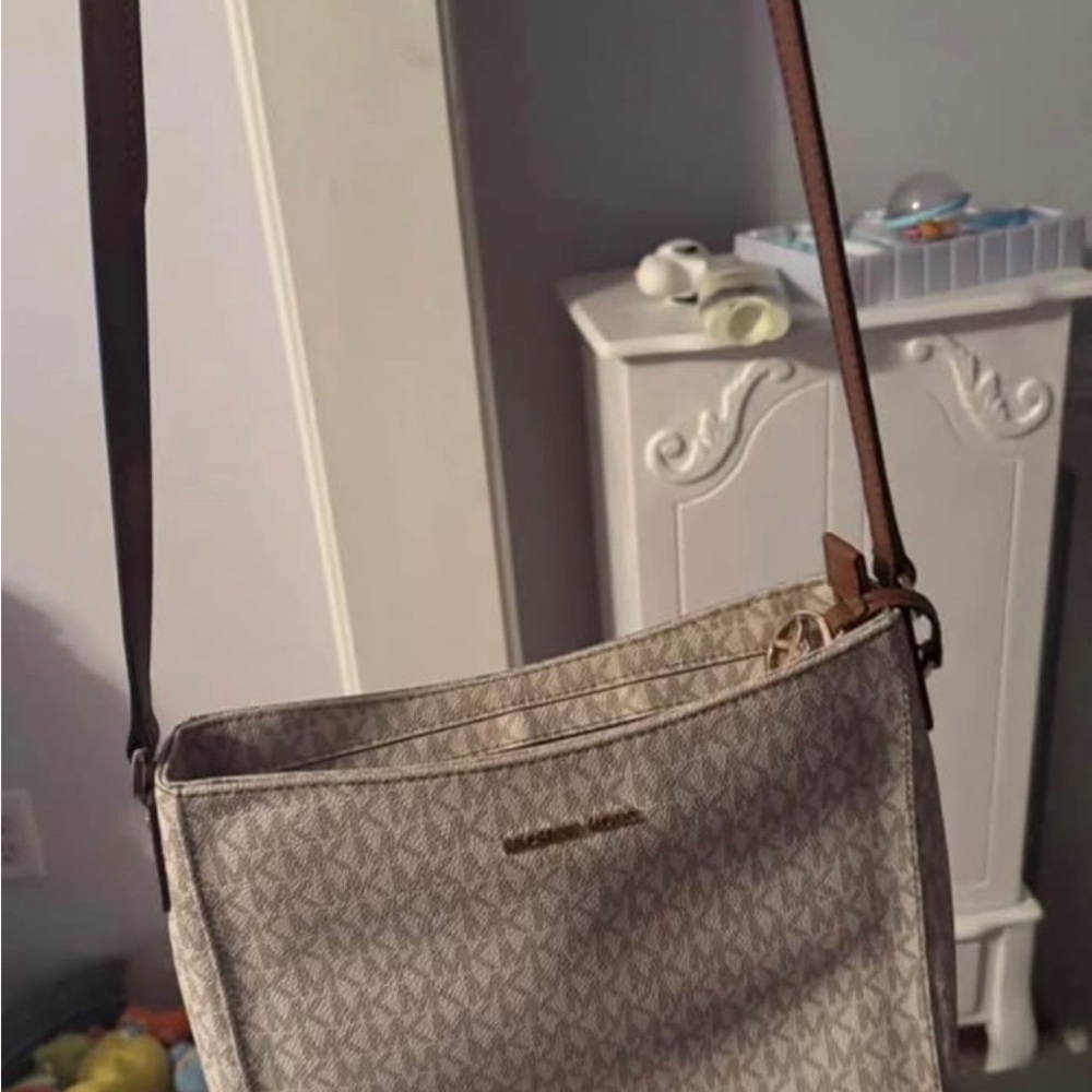 Michael Kors Beige and Brown Crossbody Bag